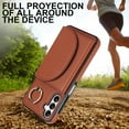 thumbnail image 6 of for Samsung Galaxy A14 5G Wallet Case with Card Holder Women Men, Flip PU Leather Kickstand Shockproof Protective Phone Cover Magnetic Clasp 360 Rotation Ring Stand for Samsung A14 5G, Brown, 6 of 7