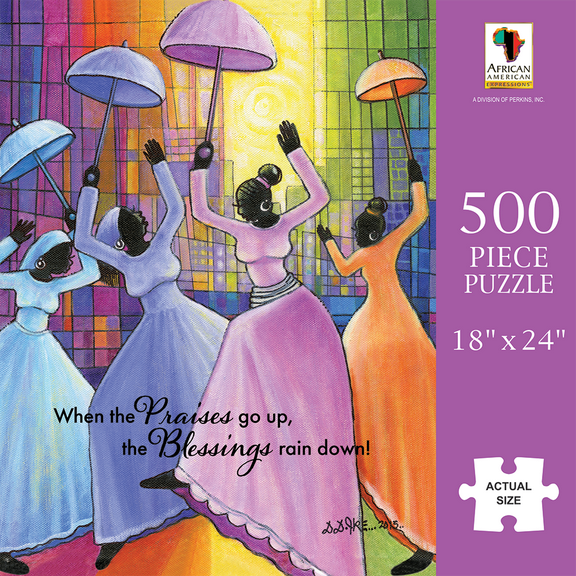 African American Expressions – 500-Piece Jigsaw Puzzle – Inspirational Black Art, Best for Relaxation and Reflection (Praises Go Up)