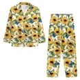 thumbnail image 6 of FOR U DESIGNS Vintage Sunflower Pajama Sets for Women 2 Piece Button Down Long Sleeve Pants and V-neck Tops Size S Button Up Sleepwear for Women Nightwear Fall, 6 of 7