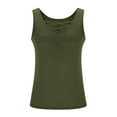 thumbnail image 7 of XUNKUSGA Plus Size Built In Bra Tank Tops for Women Fashion Front Crisscross Seamless Padded Going Out Tops Classic Sleeveless Womens Basic T Shirts L-5XL,Green, 7 of 7