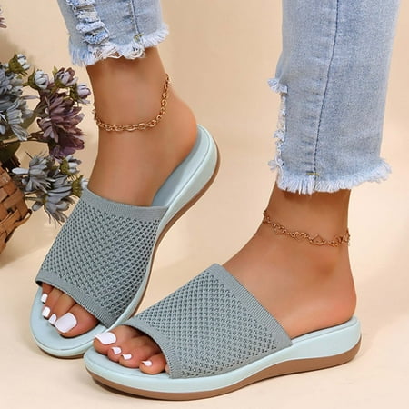 

Women s Fashion Solid Color Mesh Breathable Flat Casual Sandals And Slippers