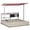 Red+Brown, variant on Wooden Kids Picnic Table with Umbrella and Storage, Sand and Water Table for Outdoor Play, Natural Finish