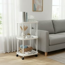 YOTQUSKI 3 Tier Side Table with Wheels, Accent Table, End Tables, Side Tables for Bbedroom, Concise Rectangle Wavy End Table for Living Room, Bedroom, Patio