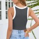 thumbnail image 4 of Mujeres Blusas de Verano sin Mangas Cuello en V Cuello Sólido Camiseta, Poliéster Suave Desgaste Diario Casual, Longitud Regular, 4 of 5
