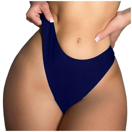 GEWSEY Women Cheeky Bikini Bottoms Wave Swimsuit Swim Briefs Bathing Basic Suit Bottom Navy  L