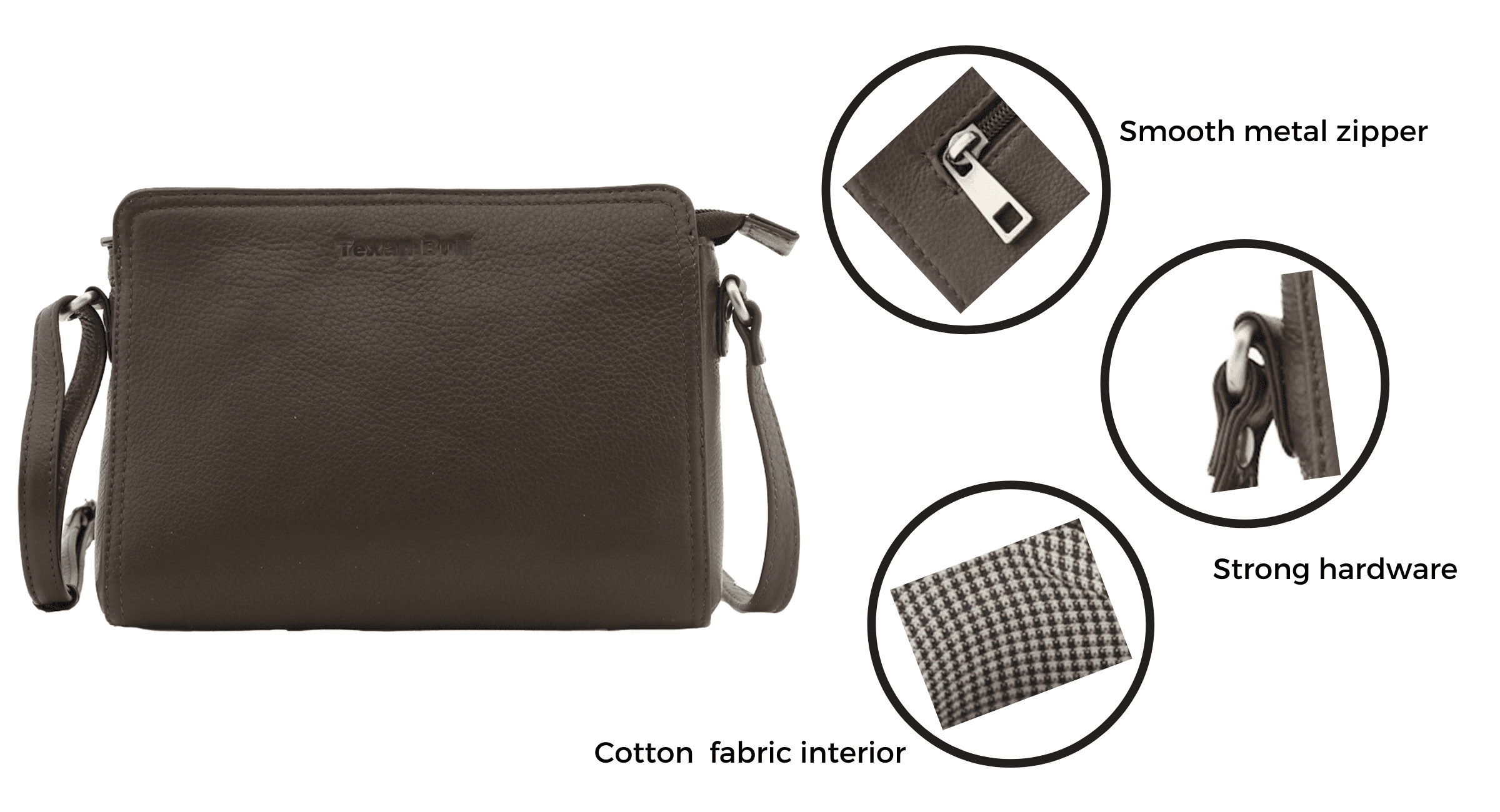 Leather Crossbody Purses For Women- Small Shoulder Handbag With Adjustable Strap