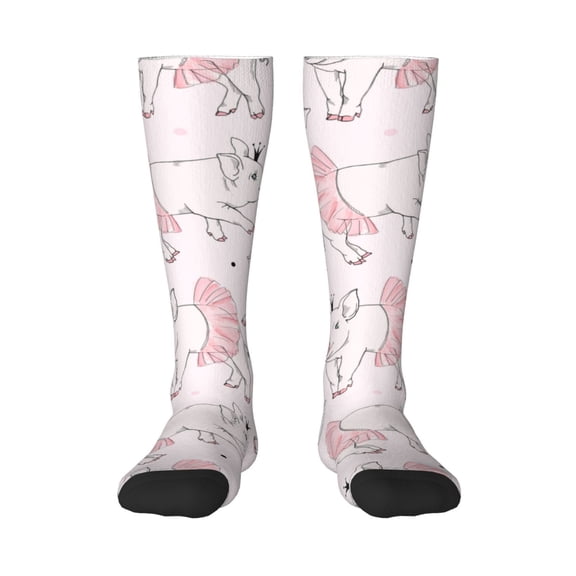 Naloa Cute Piggy Ballerina Thigh High Socks Extra Long Stretchy Sock Women Over Knee High Opaque Stocking Daily Wear