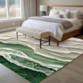 thumbnail image 4 of Abstract Green Large Area Rugs 8x10 ft Beige Ocean Wave Oil Painting Style Modern Washable Rug Non Slip Indoor Carpet Absorbent Floor Mat for Living Room Bedroom Dining Room, 4 of 9