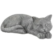 Supvox Yard Decorations Cat Garden Statues Realistic Design Dark Grey Resin 1Set