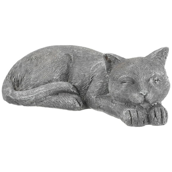 Supvox Yard Decorations Cat Garden Statues Realistic Design Dark Grey Resin 1Set