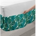 thumbnail image 2 of Exotic Bed Skirt, Continuous Jungle Foliage Pattern with Tropical Leaves, Elastic Bedskirt Dust Ruffle Wrap Around for Bedding Decor, 4 Sizes, Teal Dark Teal, by Ambesonne, 2 of 2