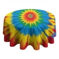 thumbnail image 4 of Colorful Tie Dye Mandala Pattern Round Tablecloth 60"x60",Wrinkle Wipeable Table Cloth for Kitchen Dining Room Picnic Patio Party, 4 of 6