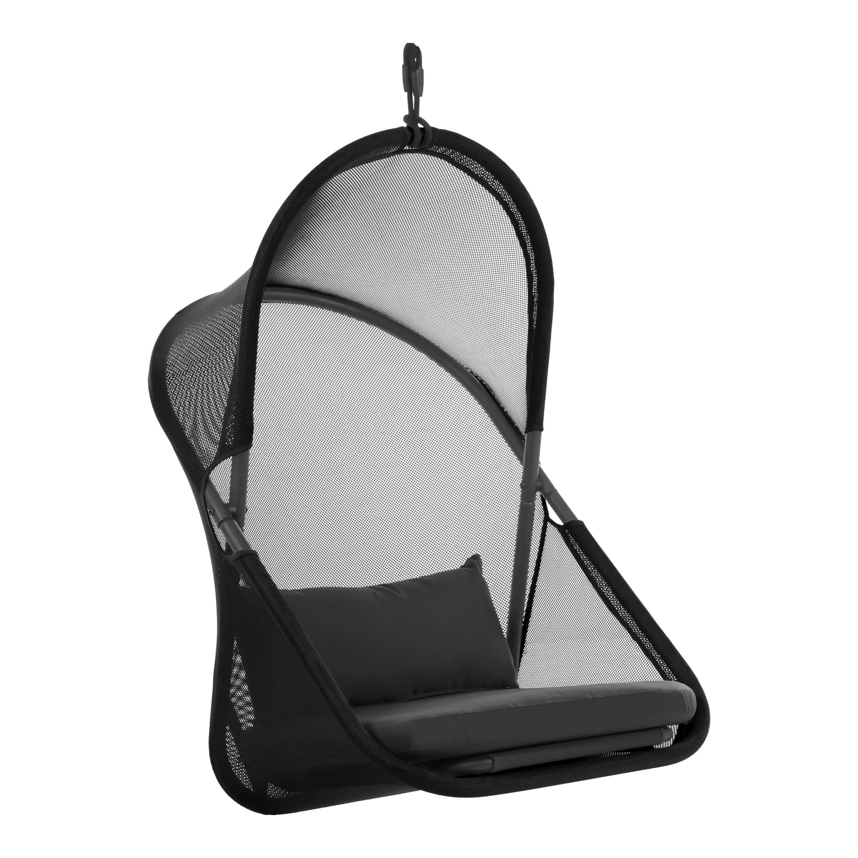 Furniture of America Sway UV-Resistant Foldable Patio Swing Chair with Stand, Black