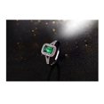 thumbnail image 4 of Halo Art Deco 2 Carat Split Shank Green Emerald 7x5mm Emerald Cut Diamond Moissanite Engagement Ring in 10k White Gold, 4 of 5