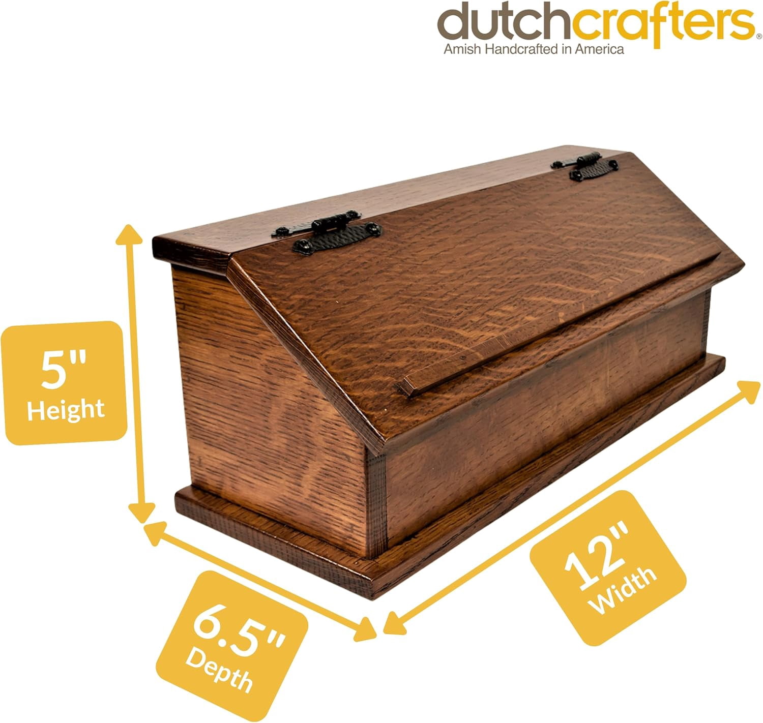 DutchCrafters Solid Quarter Sawn Oak Wood Double Recipe Card Holder for Baking, Cooking - Kitchen Decor & Organization Box, Holds 4x6 or 3x5 Cards - Amish Made in USA