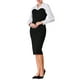 thumbnail image 4 of Vestido de lápiz elegante de manga larga con cuello de solapa para mujer Hobemty, color contrastante, negro, 4 of 5
