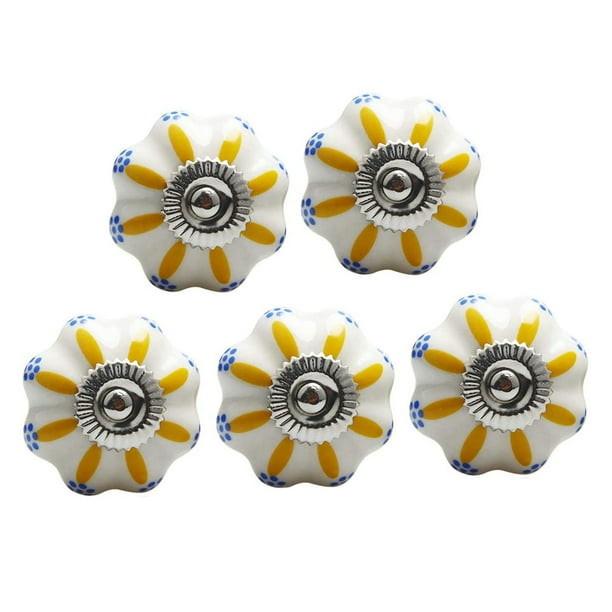 Nrpfell Ceramic Painted Cupboard Knobs Floral Decorative Drawer Knobs