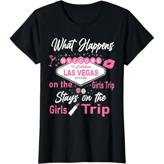 Womens Matching Girls Trip Las Vegas Fabulous Sign Souvenir Party T-Shirt