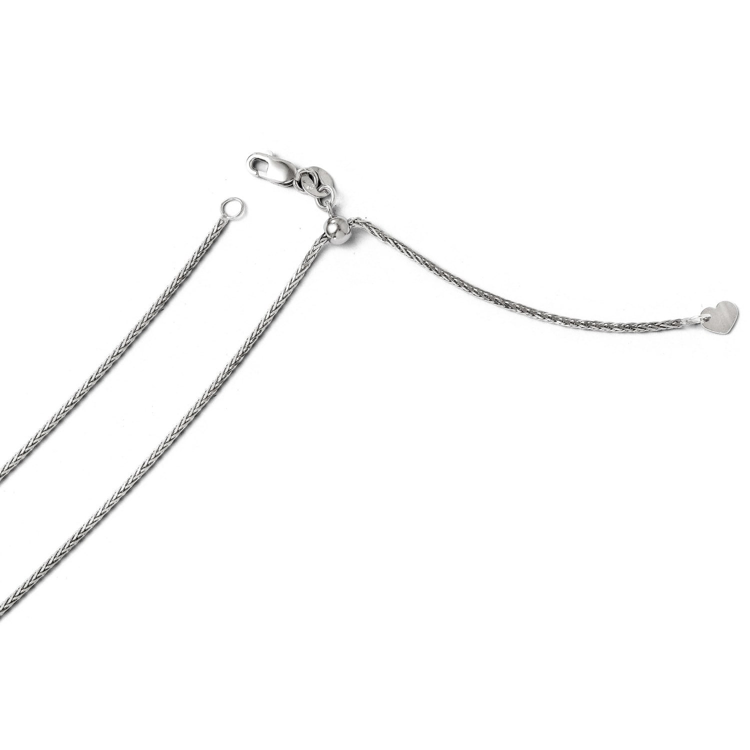 14k White Gold Adjustable DiamondCut Wheat Chain Necklace