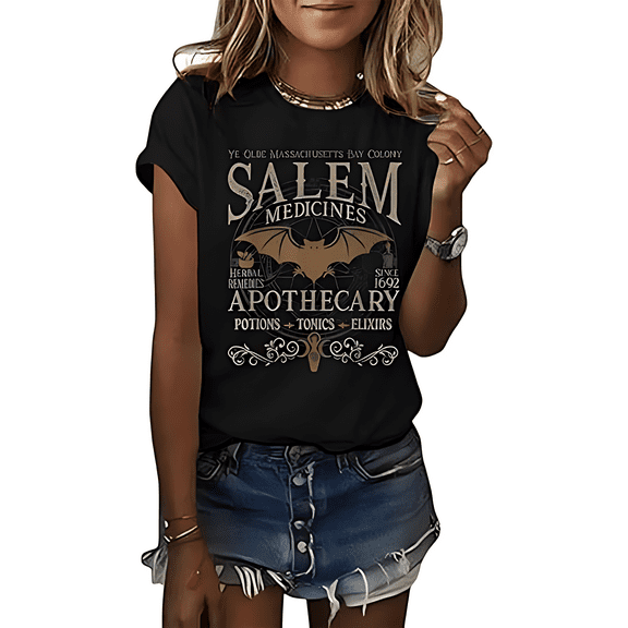 Skeleton Halloween Shirt for Women Fall Spooky Season Doodle Graphic Short Sleeve Autumn Tops Blouse