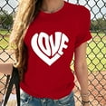 thumbnail image 3 of Patlollav Womens Lover Printed T-shirt Valentine's Day Round Neck Short Sleeve Tops, 3 of 6