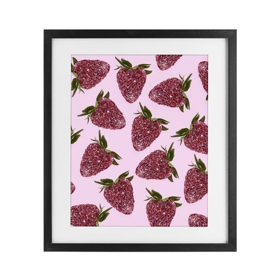 Stupell Industries Art Deco Glimmer Strawberry Pattern Black Framed Print Under Glass, 13 x 16, by LISH Creative