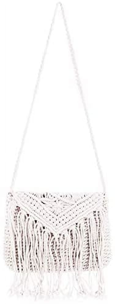 Women Small Cotton Crochet Cross-body Bag Bohemian Shoulder Bag Purse