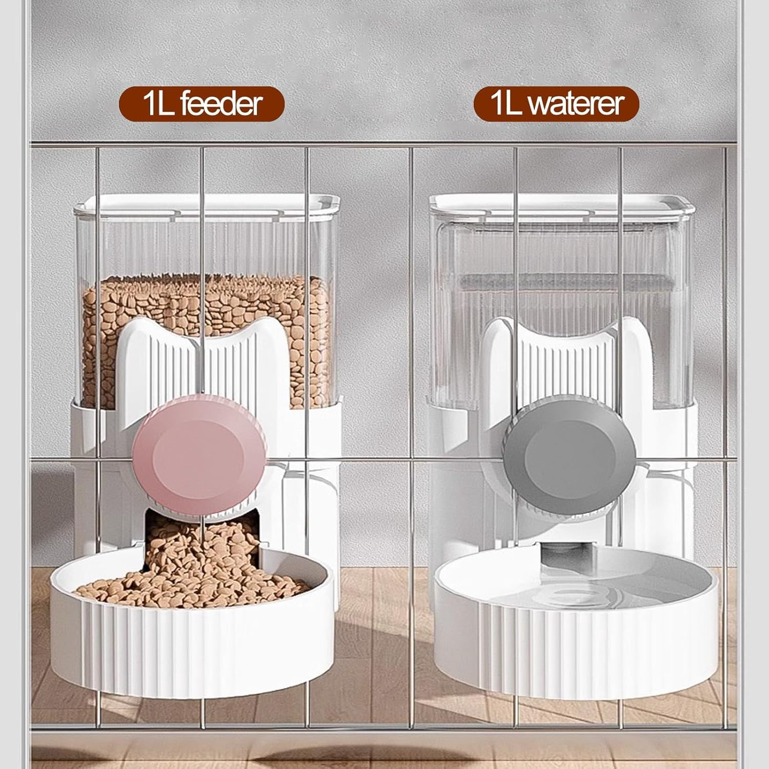 RKXQT Automatic Cat Feeder and Water Dispenser, Cat Food Dispenser, Can Be Hung, Automatic Feeder for Small Medium Dogs Cats Pets Animals