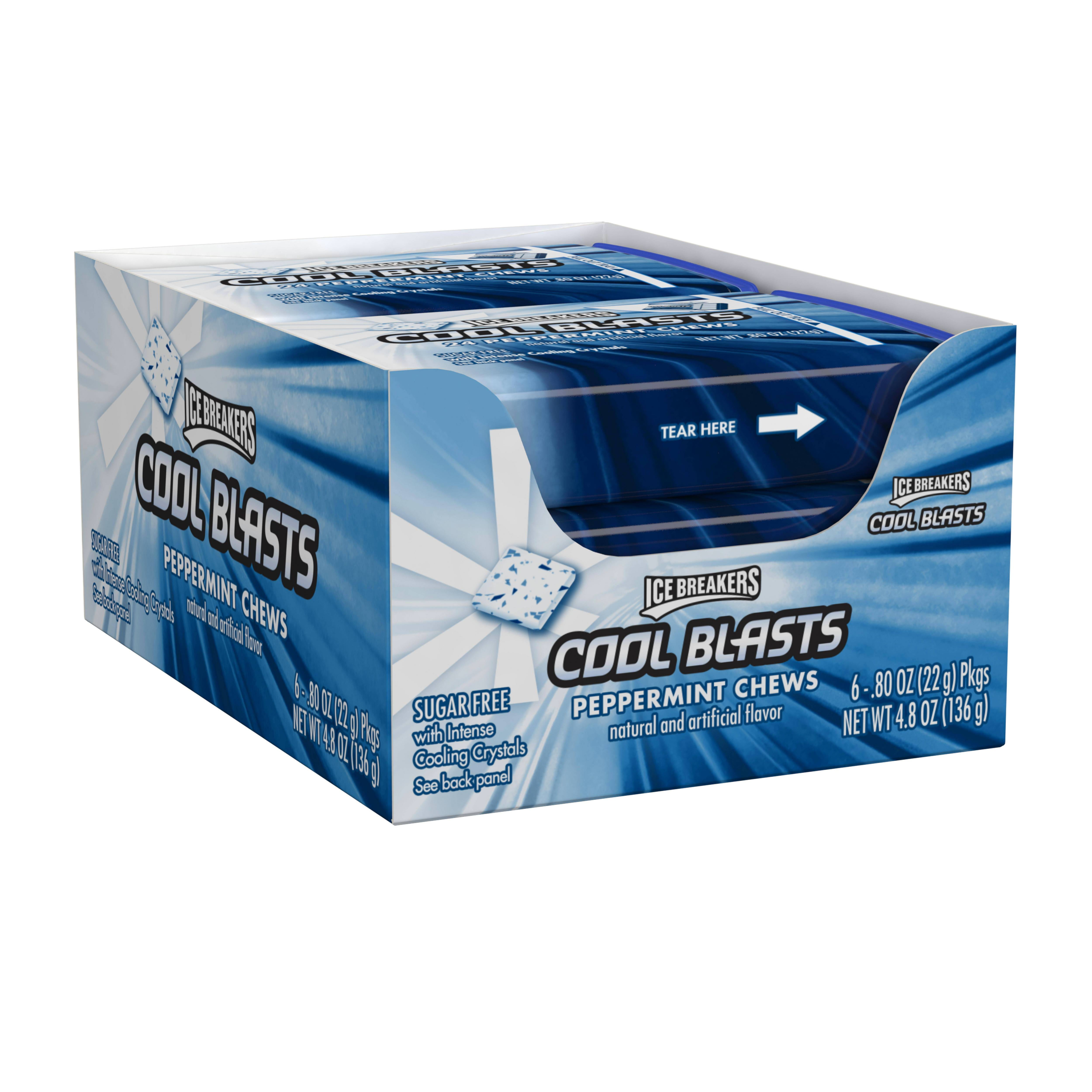 Ice Breakers, Cool Blasts PepperMints Chews Mints, 0.8 Oz (Pack of 6