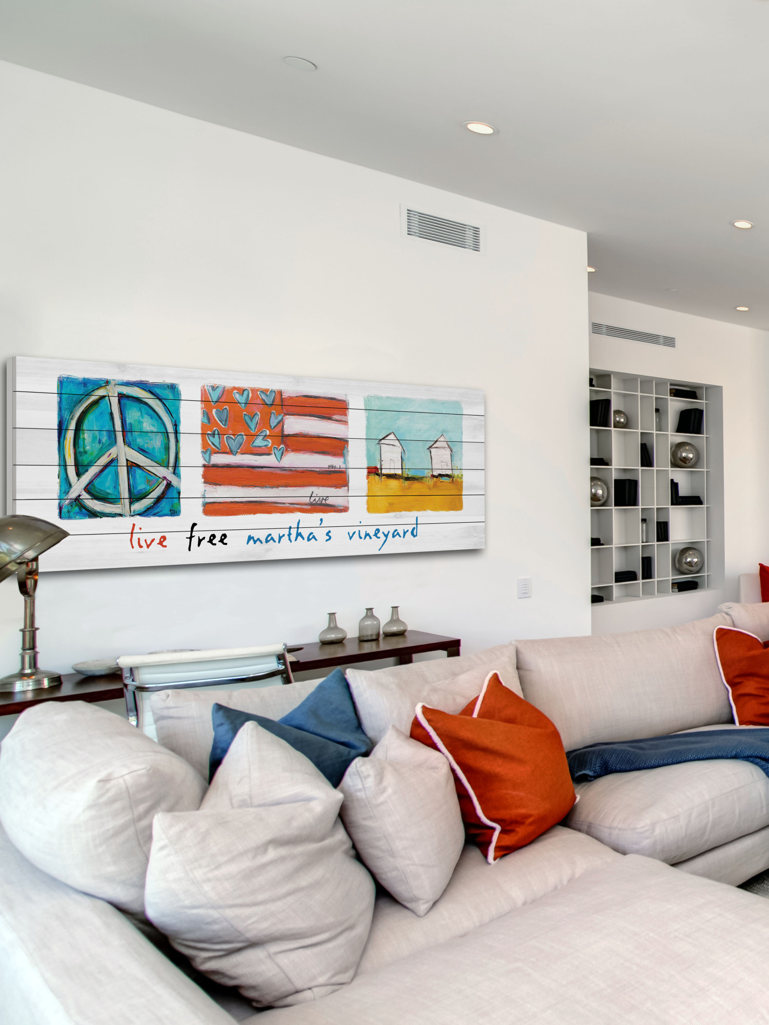 Marmont Hill "Live Free Martha's Vineyard" by Tori Campisi Painting Print on White Pine Wood