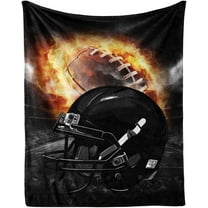Football Throw Blanket, 50" x 40" Flannel Cool Rugby Themed Stuffed Sport Brown Blankets, Soft Nap Throw Blankets for Home Boys Girls Women Men American Football Lovers Gifts