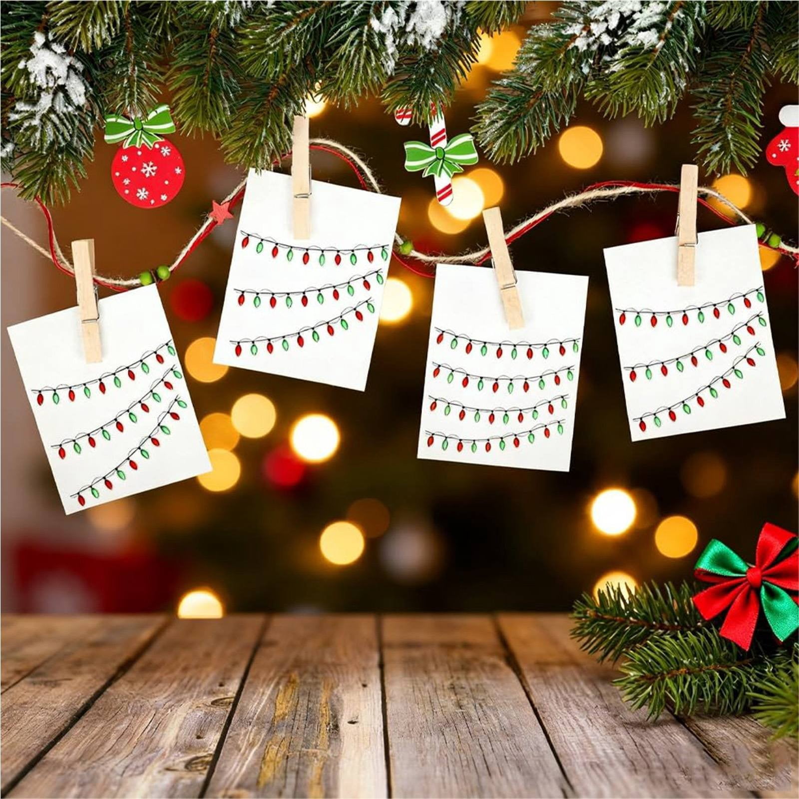 Clode Christmas Lights Stickers for Crafts 32PCS Christmas Light Embellishment 3D Stickers Gem Border Sticker Lights Glitter Adhesive Decals for Xmas Crafts Scrapbooks Decoration
