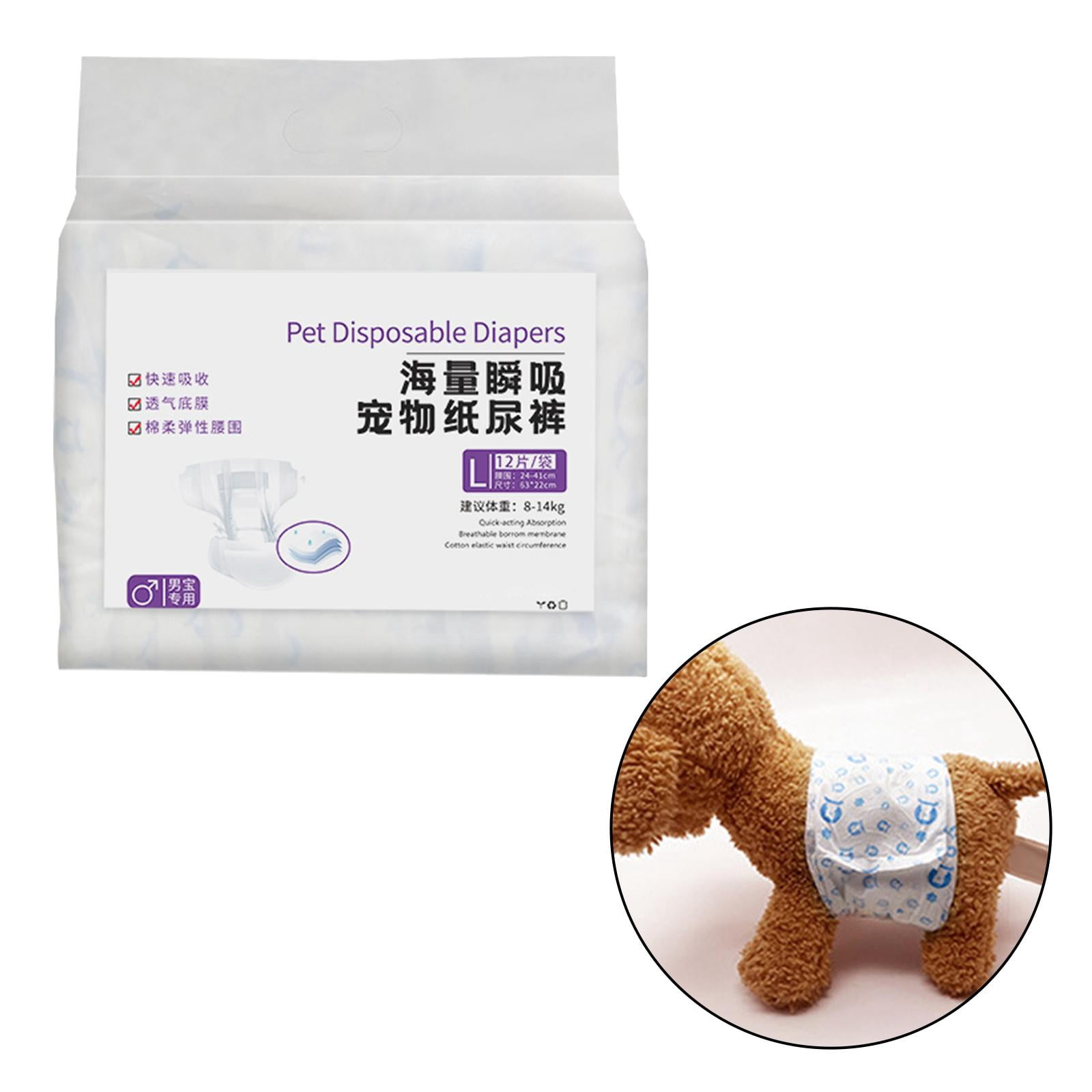 Dog Diaper Disposable Leakproof Nappies Comfort Puppy Accessories Soft Dog Wraps Pee Diapers Pet Diapers for Travel Outdoor Crate Kennel male L