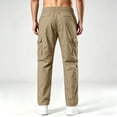 thumbnail image 4 of Cargo Pants For Men Elastic Waist Casual Outdoor Straight Leg Pants Regular Fit Trousers with Multiple Pockets, 4 of 5