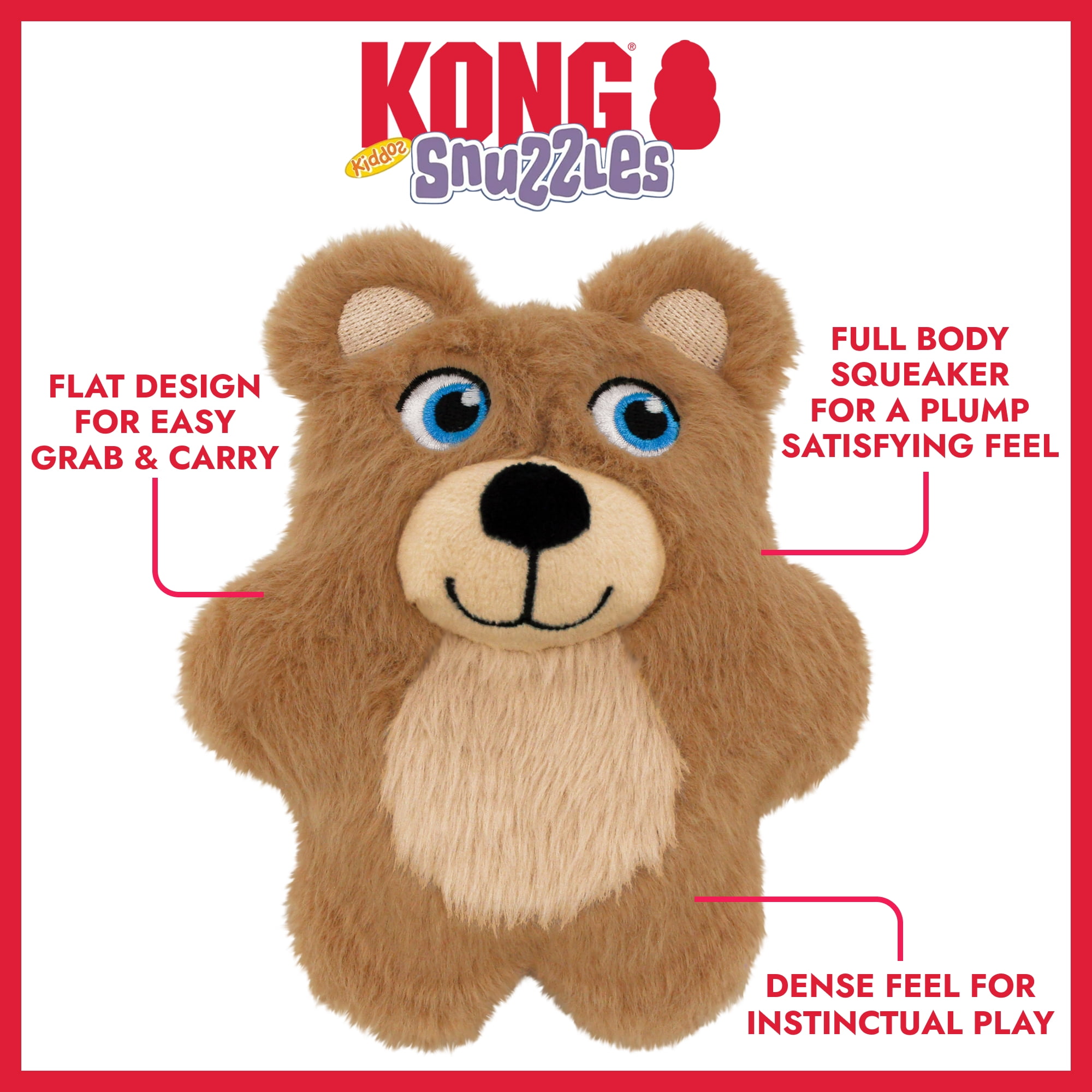 KONG® Snuzzles Kiddo Plush Squeaker Dog Toy, Teddy Bear, Small