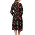 thumbnail image 2 of Yuyamidu Christmas Robes for Women Poinsettia Robe for Girls Bathrobe Candy Canes Long Nightgown SleepwearLoose Fit 3/4 Sleeves V-Neck Sleep Dress Size 2XL, 2 of 7