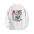 thumbnail image 3 of Sudadera de mujer con estampado de letras y cuello redondo, Tops holgados informales de moda L, 3 of 8