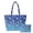 Blue Snowflake, variant on Christmas Tree Quilted Tote Bag with Matching Pouch 2 Piece Set Bow Puffy Handbag for Women Large Capacity for Daily Use, Shopping, Travel Carry, Work Commute