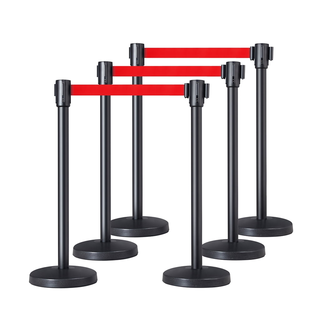 Smilemart Retractable Belt Stanchion Set Crowd Control Barriers Nylon Rope Safety Stanchion For Outdoor Indoor Set Of 6 Walmart Com Walmart Com