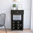 thumbnail image 2 of Black Coffee Cart with 12 Bottle Racks and Open Shelf - Accessible Display in Home, 2 of 5