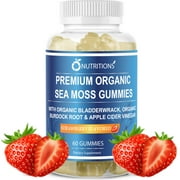 O  Nutritions Strawberry Sea Moss Gummies Made with Organic Irish Sea Moss, Organic Burdock Root, Organic Bladderwrack, and Apple Cider Vinegar