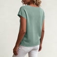 thumbnail image 6 of ClodeEU Women's Crewneck Short Sleeve Top with Cutout ,Casual Solid Color Summer Blouse Green,Women's Plus M, 6 of 7