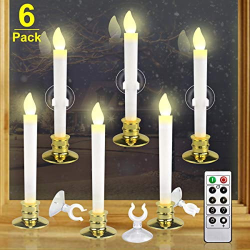 Kithouse 6 Set Christmas Window Candles Lights with Timer Battery