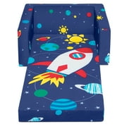 Delta Children Cozee Flip-Out Chair - 2-in-1 Convertible Chair to Lounger for Kids, Space