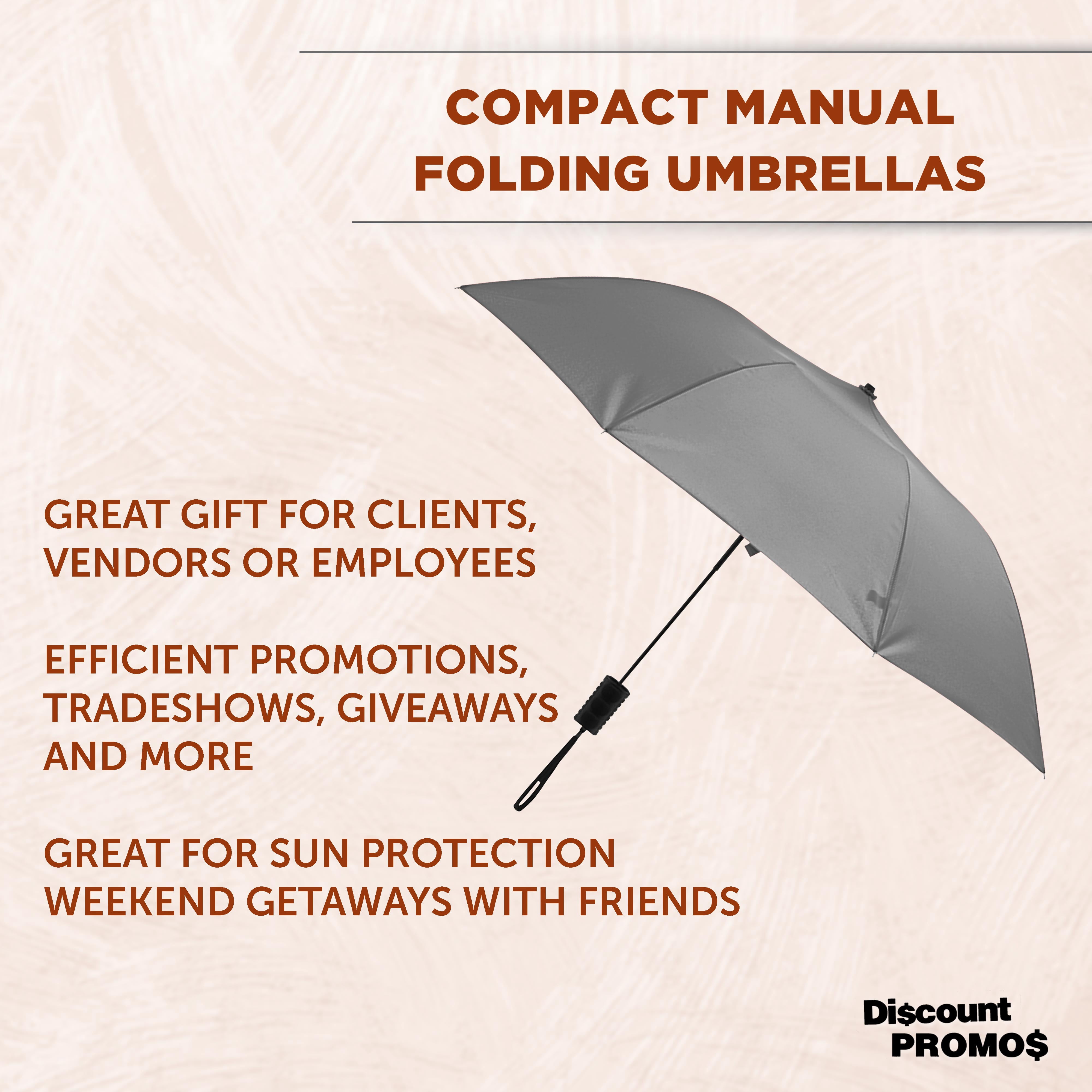 Compact Manual Folding Umbrellas Set of 12, Bulk Pack - Perfect for Travel, Promotional Events or Giveaways - Grey