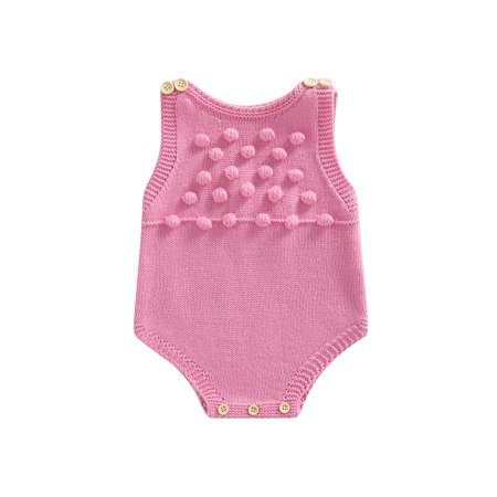 

Bagilaanoe Newborn Infant Baby Boys Girls Romper Jumpsuits Knitted Overalls 3M 6M 12M 18M Sleeveless Fluffy Ball Infant Baby Clothes