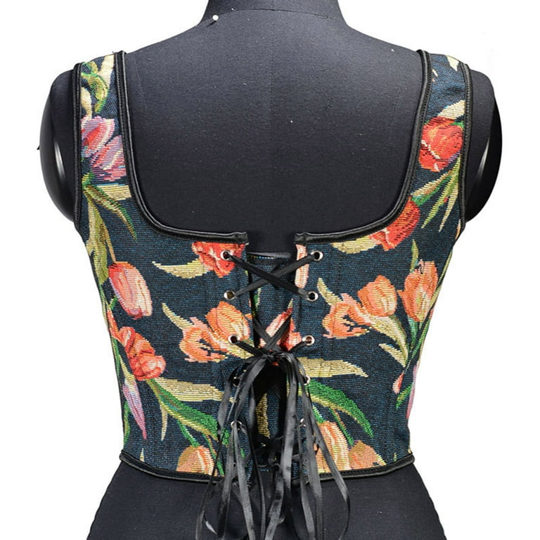 Womens Corsets Victorian Bustier Top Plus Size Women Casual Sexy Eyelet  Lace-up Floral Print Boned Jacquard Brocade Corset Waist Training Underbust  Court Vintage Straps Tank Top Shapewear Size M 
