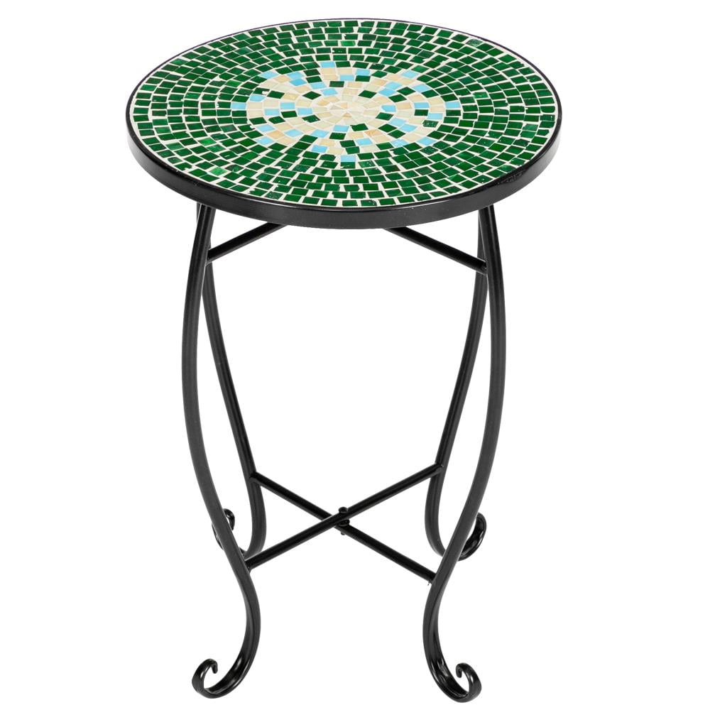 Ktaxon Green Flower Mosaic Wrought Iron Outdoor Accent Table - Walmart