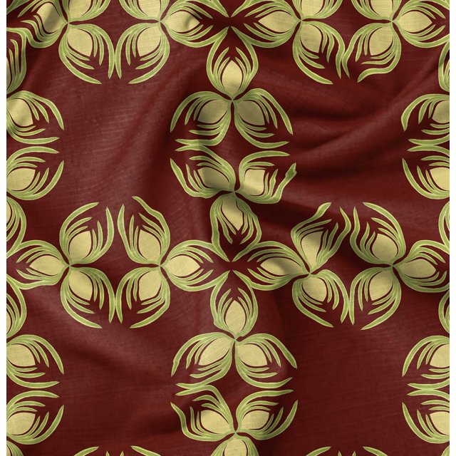 Soimoi Tissu Crêpe polyester Rouge Imprimé Floral au Mètre 42 Pouces de Large