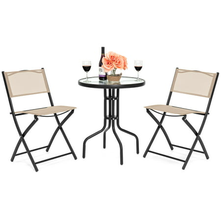 Best Choice Products 3-Piece Round Outdoor Bistro Set with Textured Glass Table Top, (Best Ro For Home)